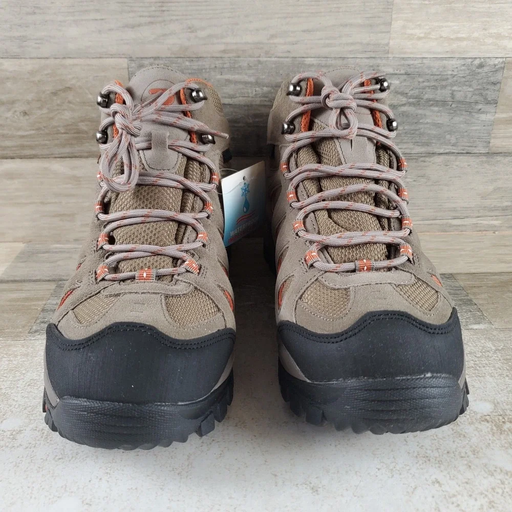 Propet Ridge Walker Mens Hiking Boots Sz 9.5 3E Gunsmoke Orange Waterproof Lace